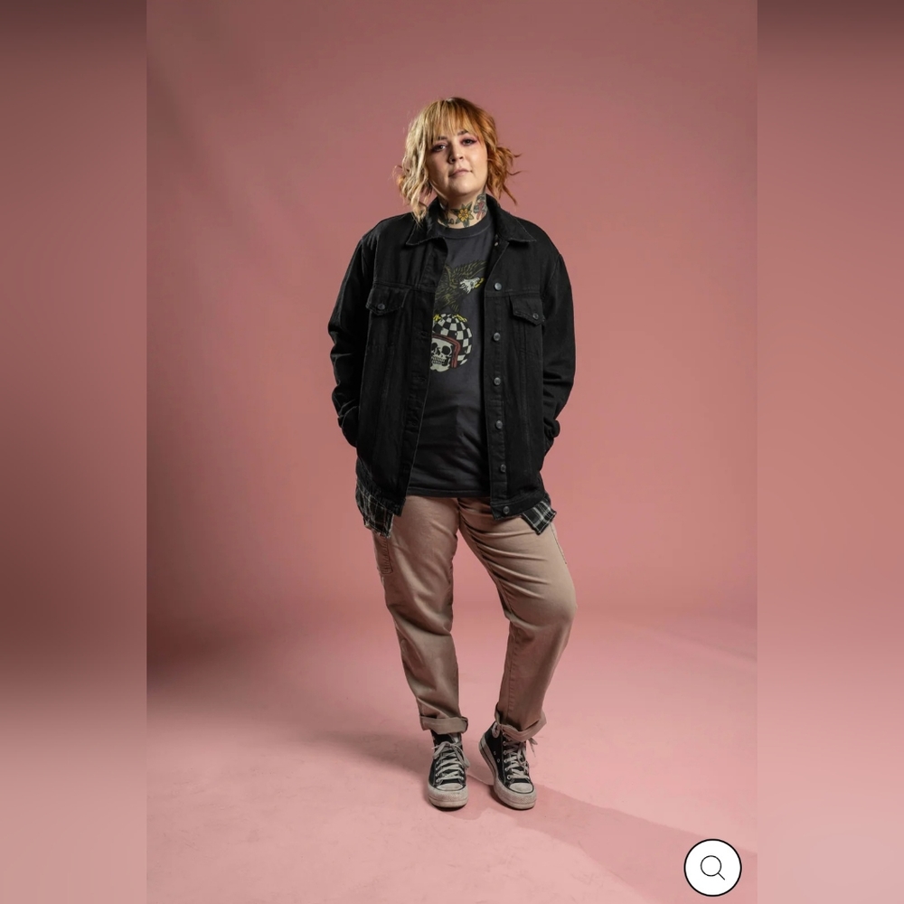 Girrlscout the Stevie denim flannel jacket- black